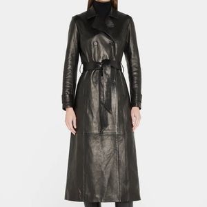 MINT CONDITION!!! Black Women’s Authentic Leather Long Trench Coat.